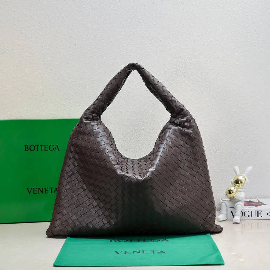 Bv New Large HOP Bag with Entire Leather Weave Handle