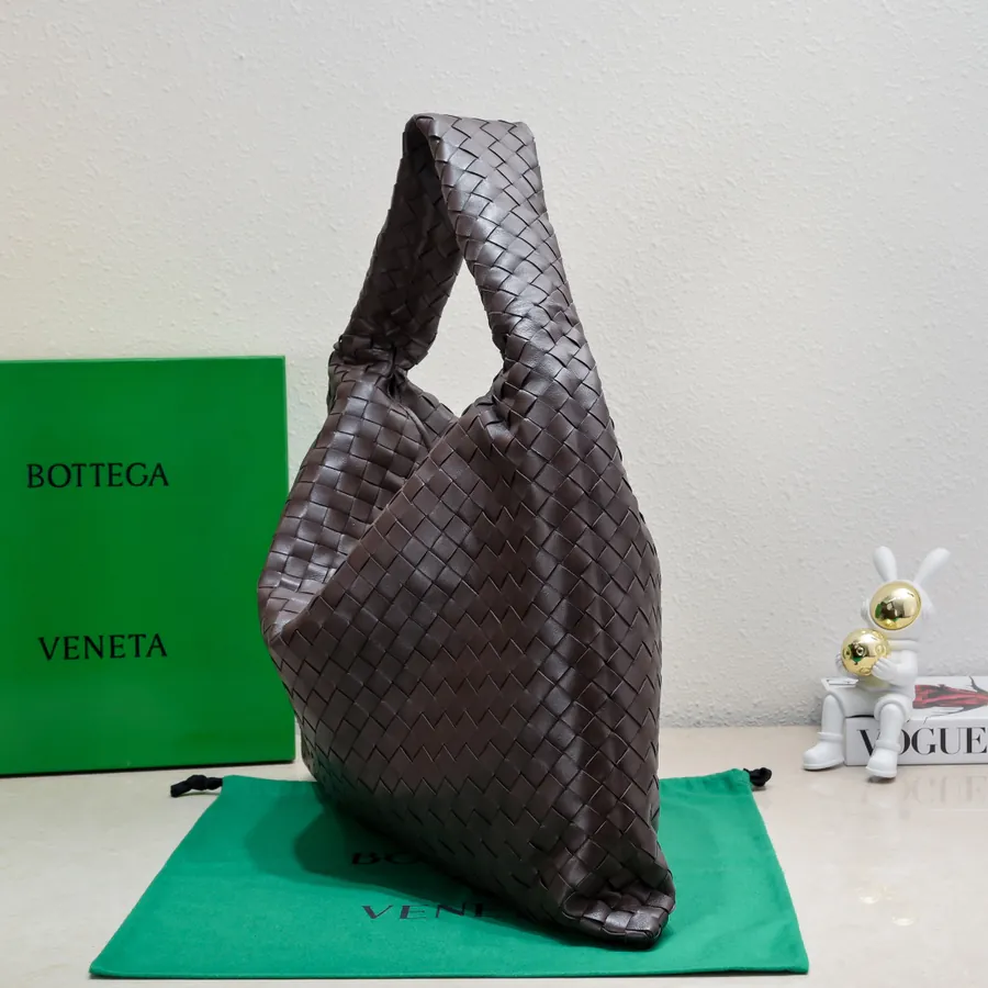 Bv New Large HOP Bag with Entire Leather Weave Handle
