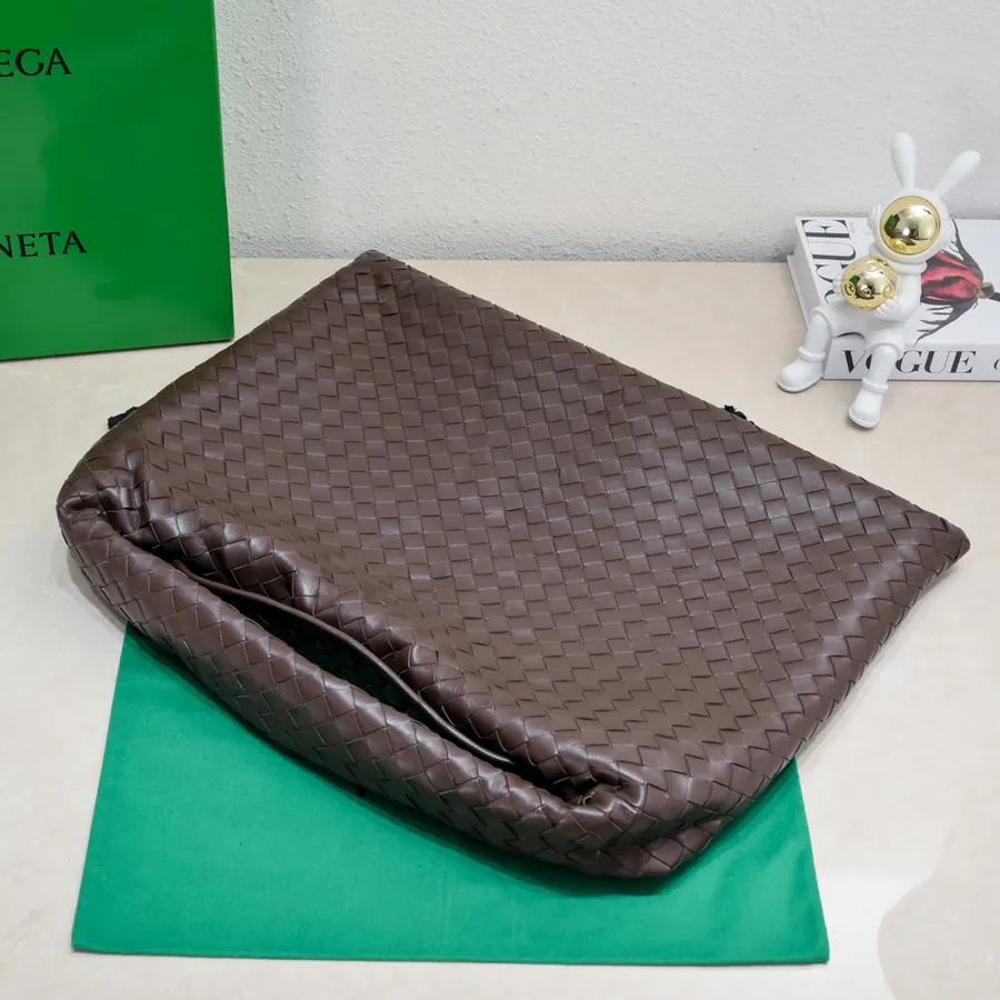 Bv New Large HOP Bag with Entire Leather Weave Handle