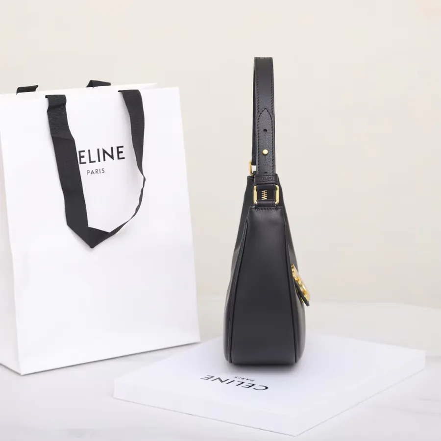 New Moon Shape Ava Crossbody Bag in Grained Calfskin
