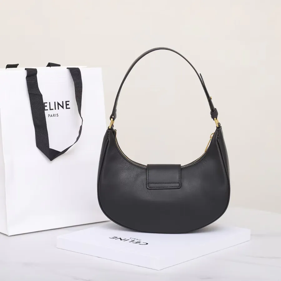 New Moon Shape Ava Crossbody Bag in Grained Calfskin