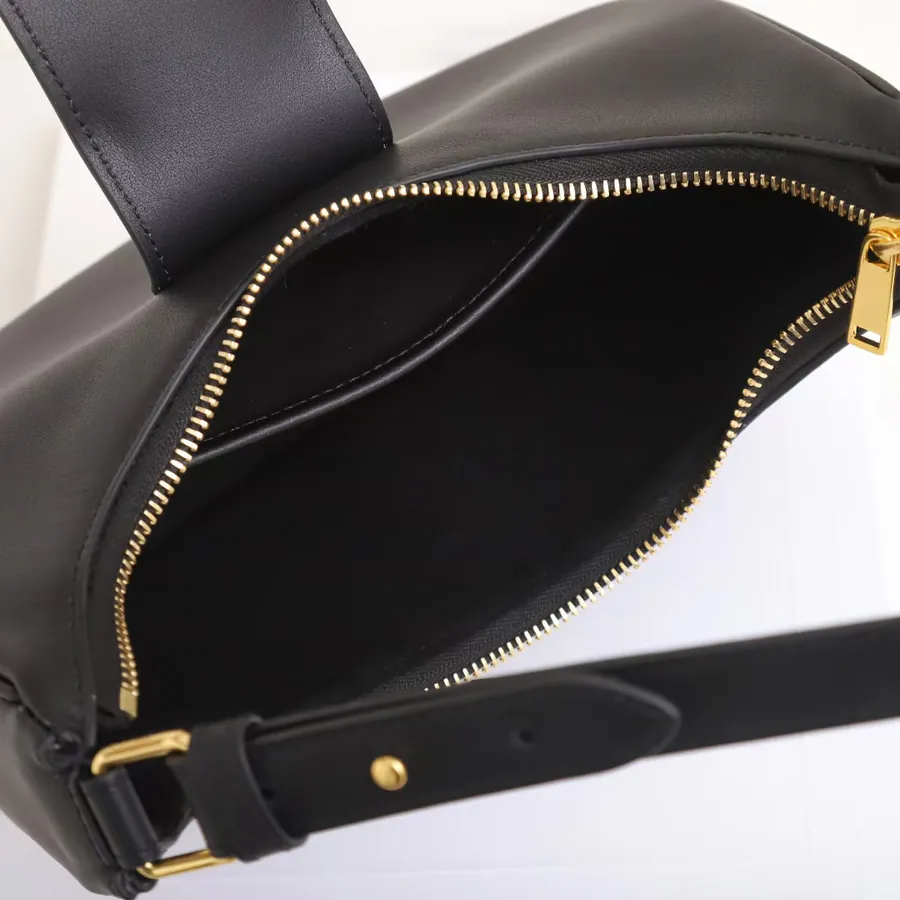 New Moon Shape Ava Crossbody Bag in Grained Calfskin