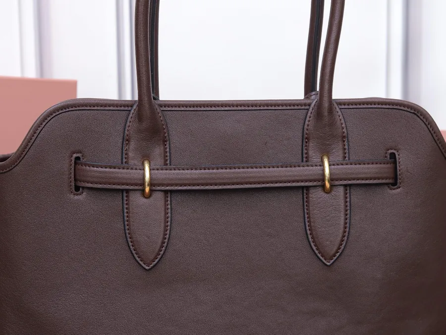 Aventure Nappa Leather Tote Bag Vintage Gold Hardware, 31X40X13cm