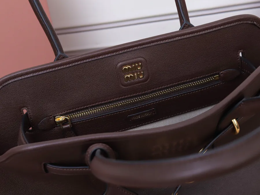 Aventure Nappa Leather Tote Bag Vintage Gold Hardware, 31X40X13cm