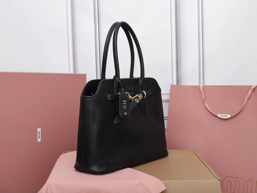 Aventure Nappa Leather Tote Bag Vintage Gold Hardware, Grained Calfskin