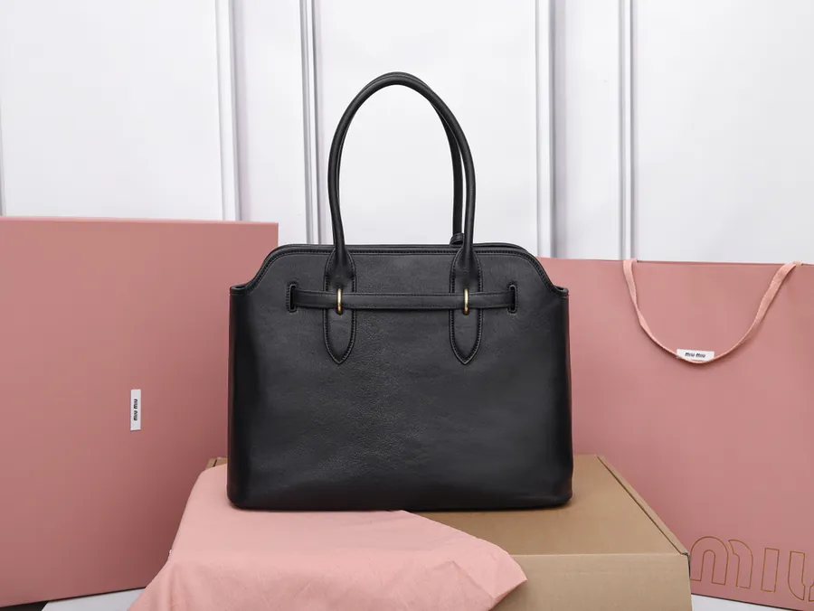 Aventure Nappa Leather Tote Bag Vintage Gold Hardware, Grained Calfskin