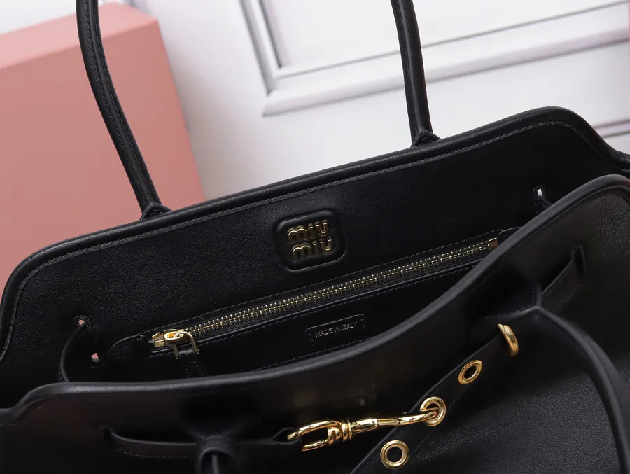 Aventure Nappa Leather Tote Bag Vintage Gold Hardware, Grained Calfskin