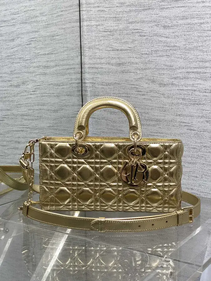 D Joy Large Bucket Bag in Gold