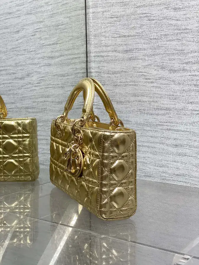 D Joy Large Bucket Bag in Gold