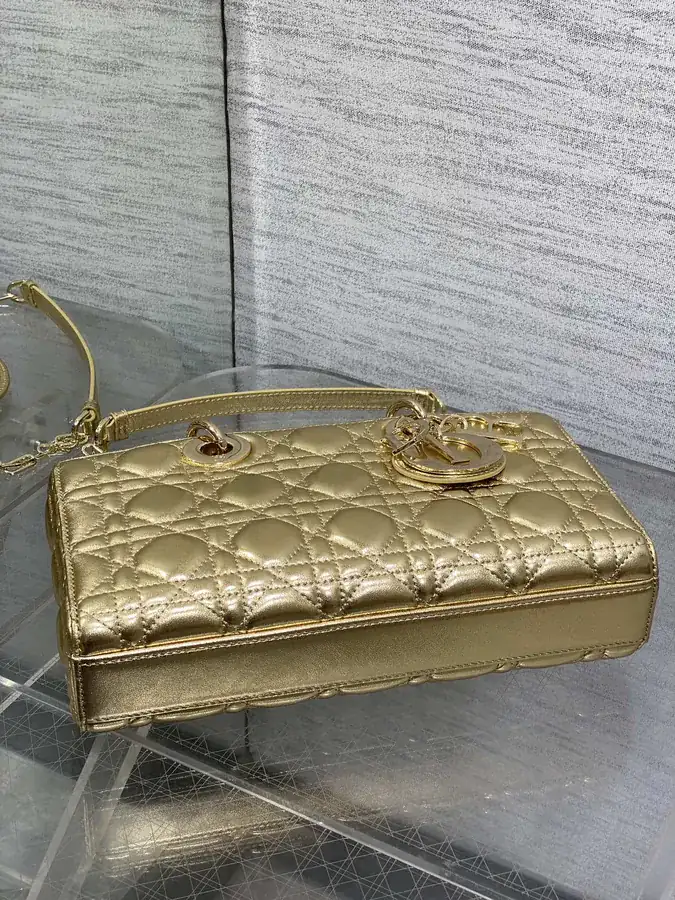 D Joy Large Bucket Bag in Gold