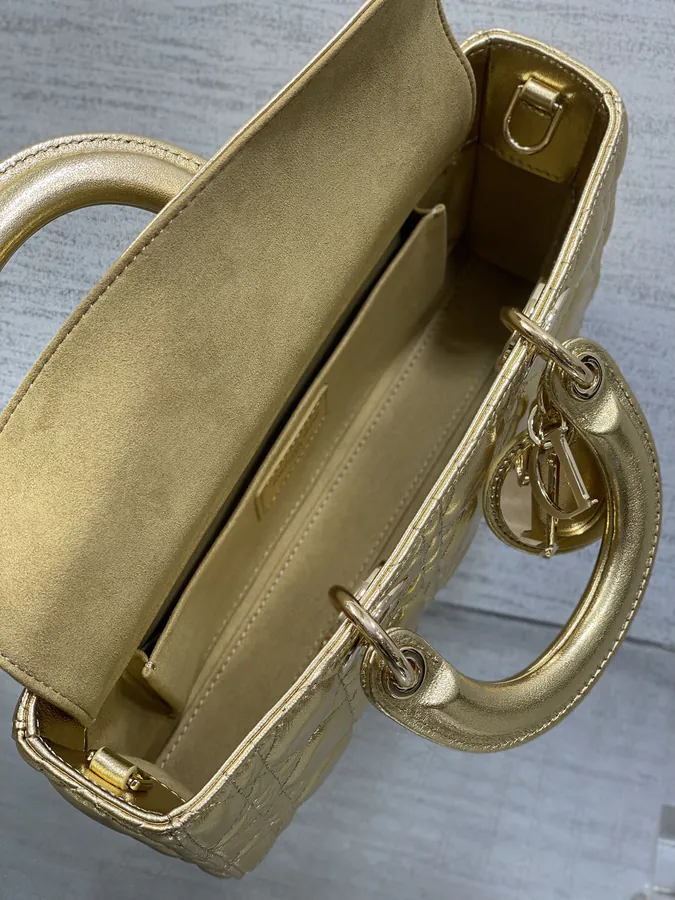 D Joy Large Bucket Bag in Gold