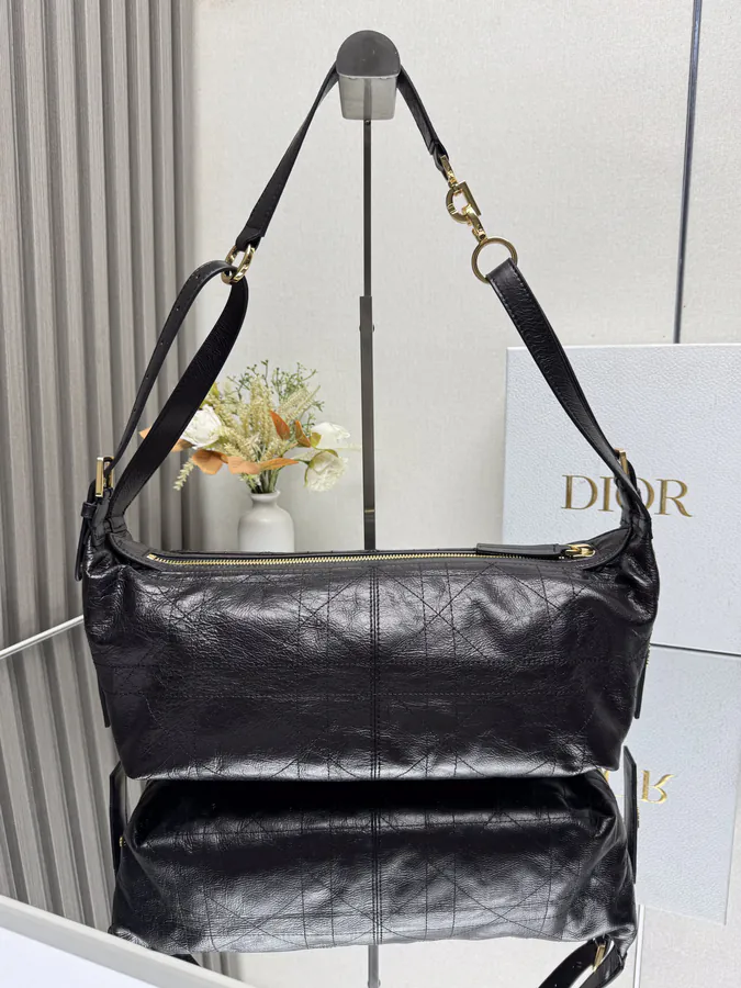 D Journey Handbag, Mid Size, Modern Design, Grained Calfskin
