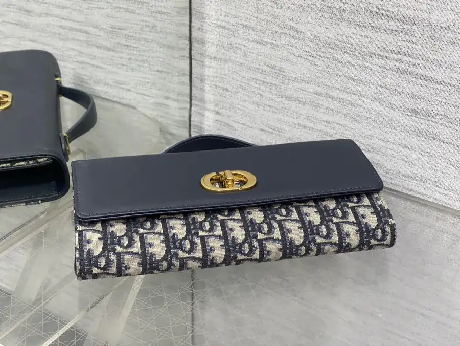 Miss Caro Top Handle Handbag Classic Blue Oblique Fabric