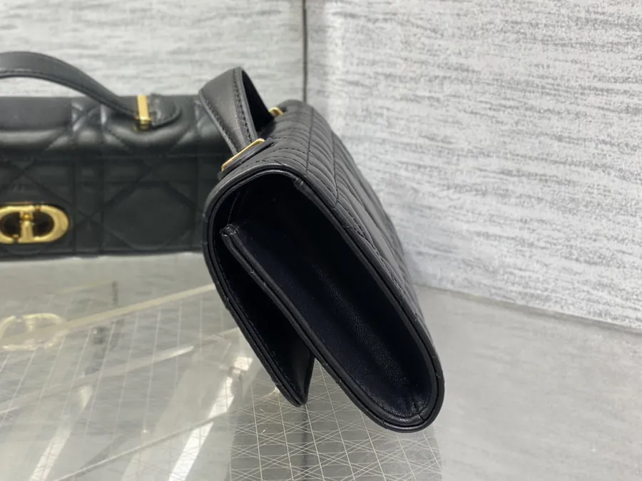 Miss Caro Top Handle Handbag Classic Large Check Calfskin with CD Buttons