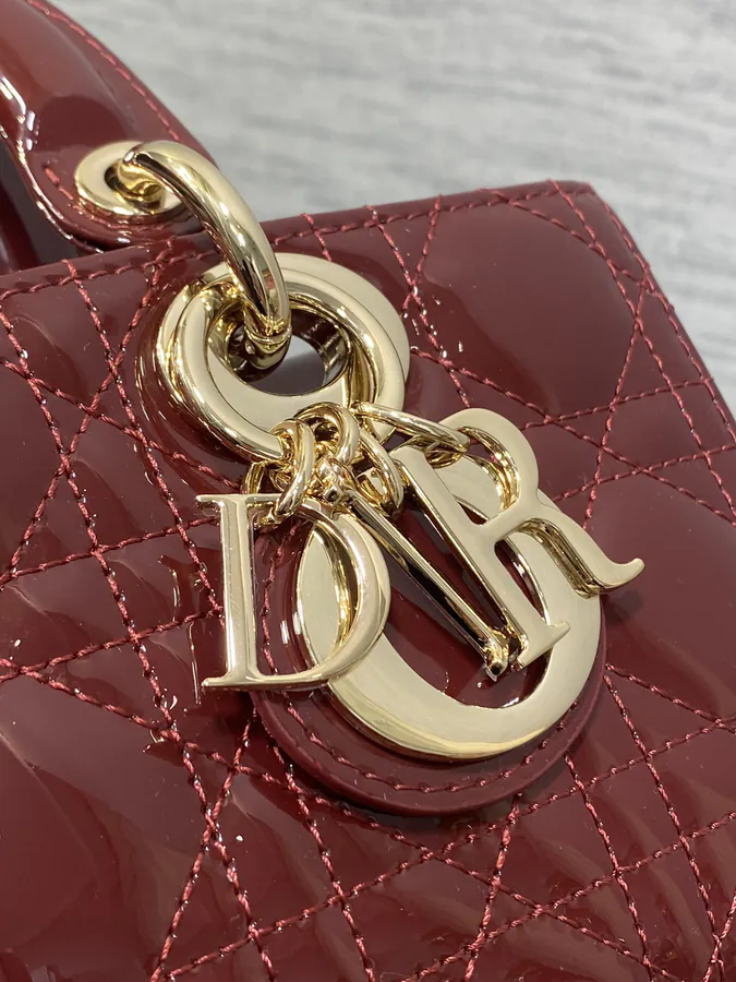 D joy Small Bucket Bag in Wine Red