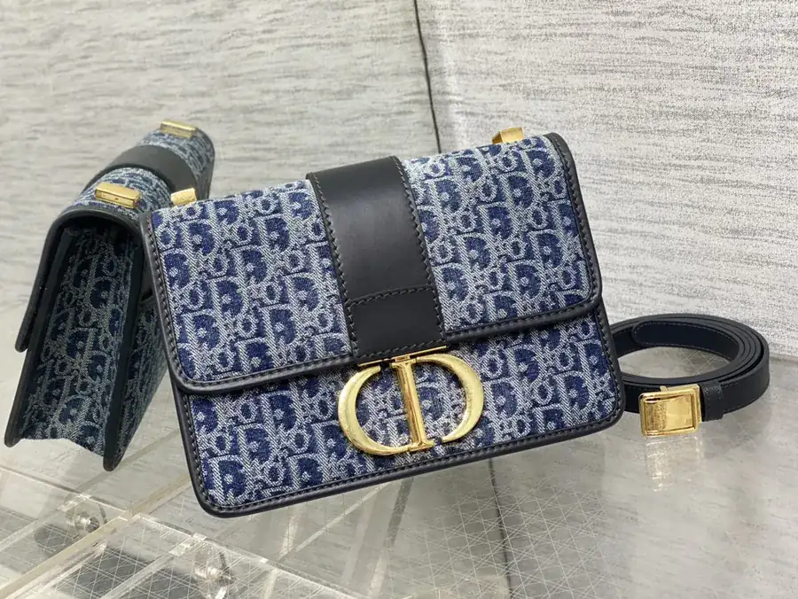 Montaigne Denim Large Bucket Bag with Letter Lock Closure