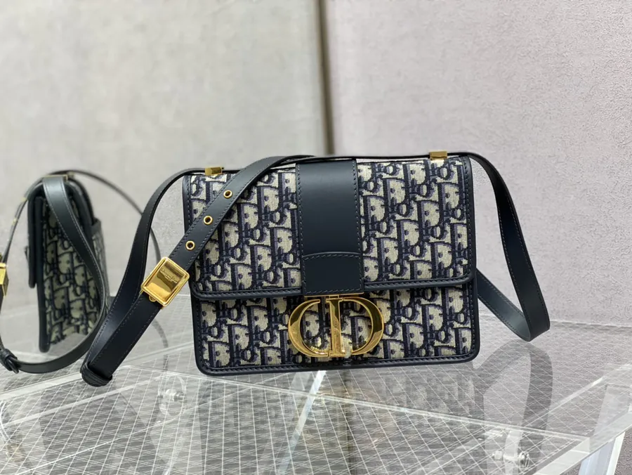 Montaigne 30 Series Blue Leather Shoulder Bag