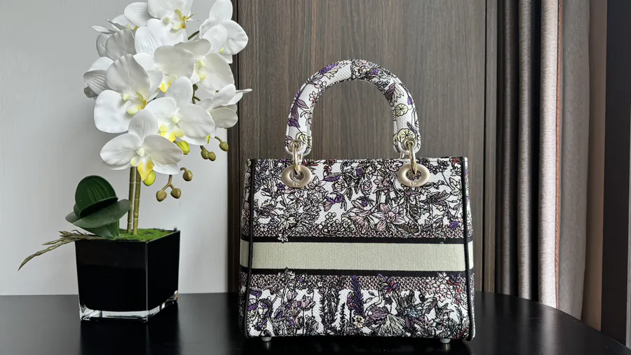 Lady D Lite Bucket Bag with Embroidered Strap