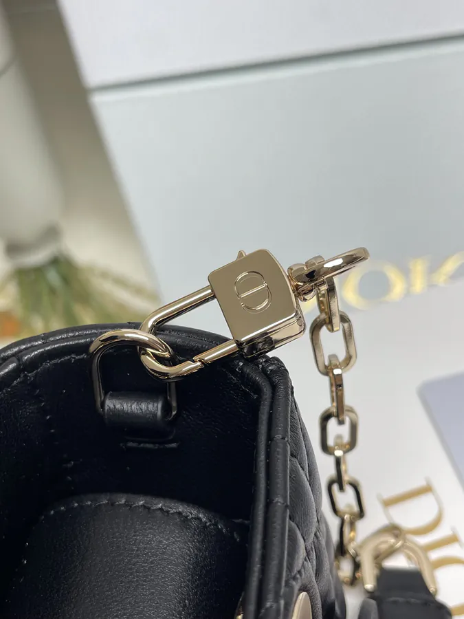 Lady D−Joy Mini Crossbody Bag in Black Sheepskin