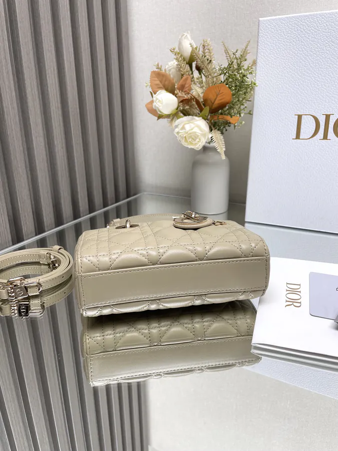 Mini Lady D−Joy Crossbody Bag in Apricot Sand