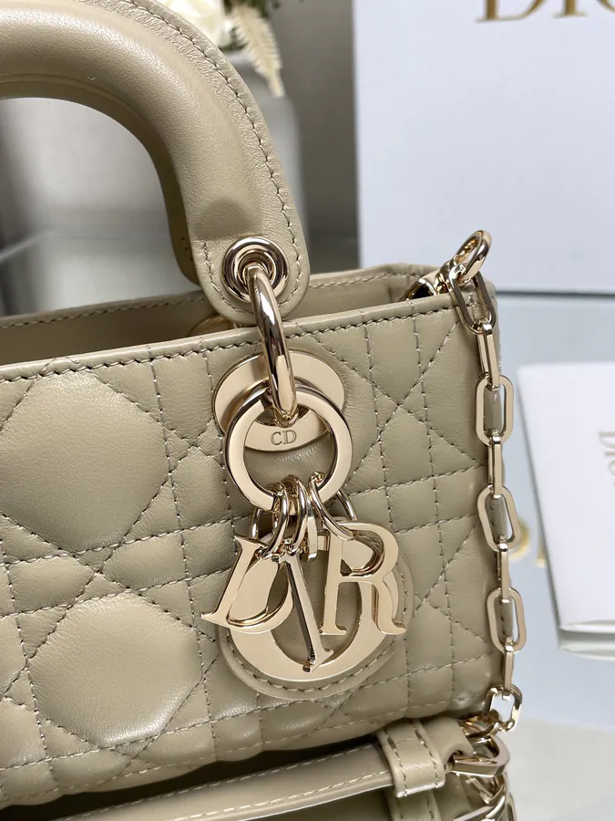 Mini Lady D−Joy Crossbody Bag in Apricot Sand