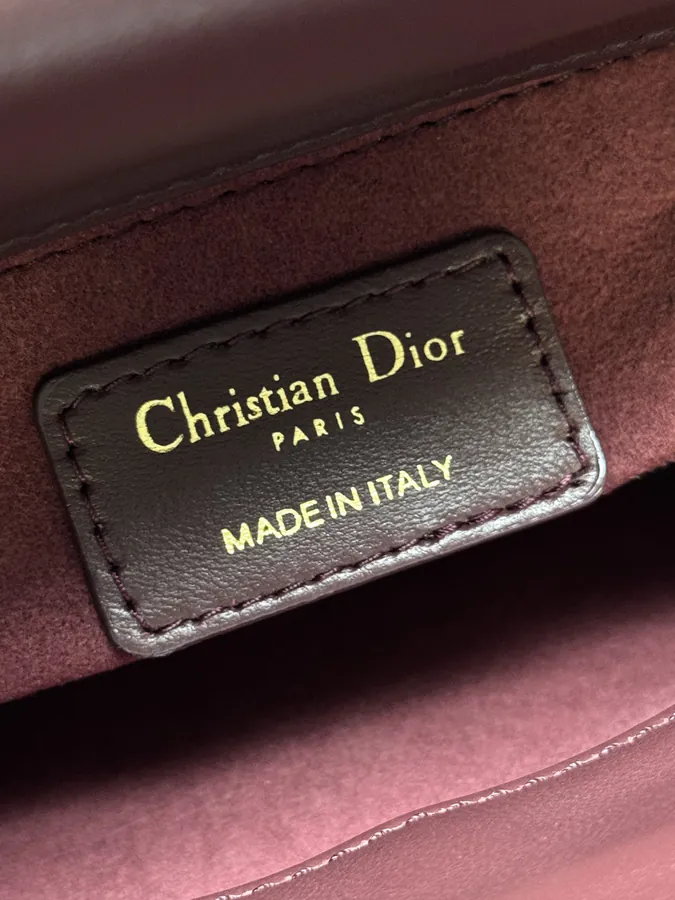 Classic Lady D Bucket Bag in Wine Red Calfskin