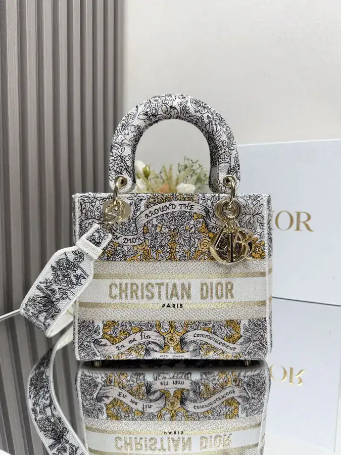 Christian Dior Star Gold Five Patch Embroidery Lady Bag