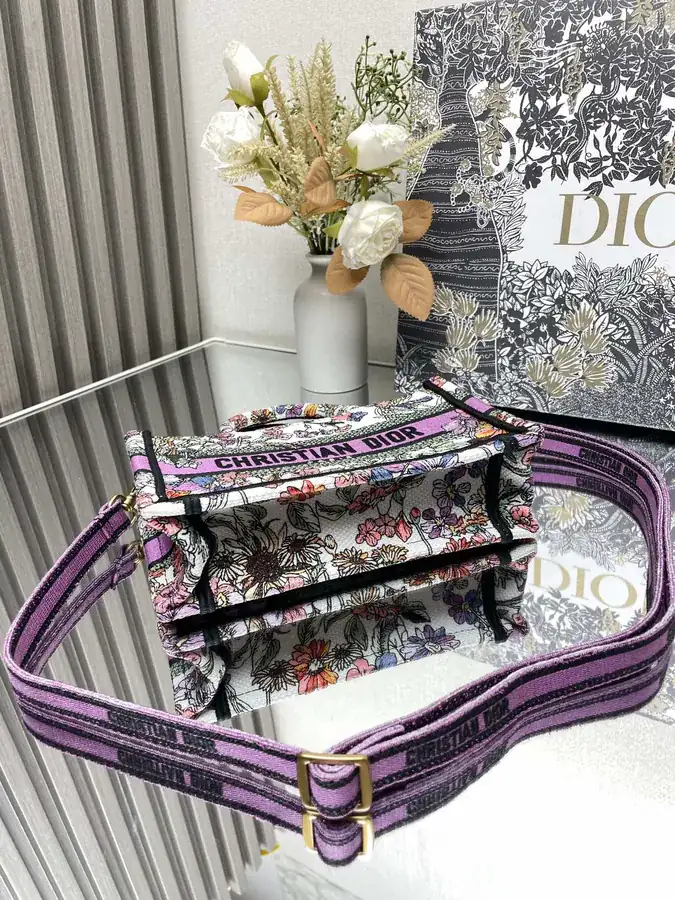 Maria Grazia Chiuri Summer Flower Mini Book Tote Bag with Strap