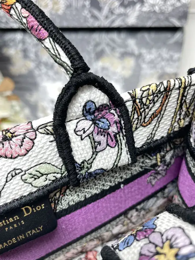 Maria Grazia Chiuri Summer Flower Mini Book Tote Bag with Strap