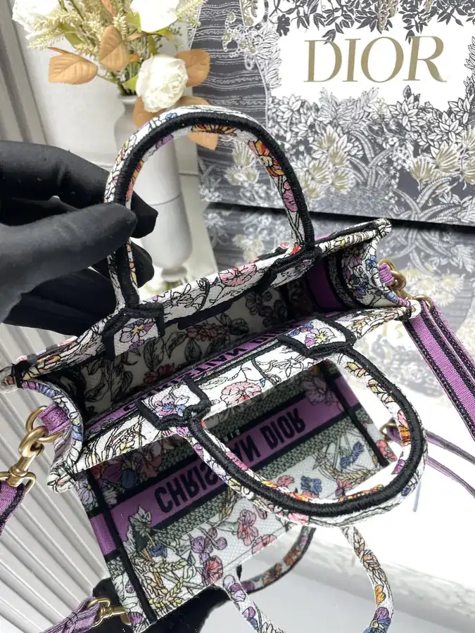 Maria Grazia Chiuri Summer Flower Mini Book Tote Bag with Strap