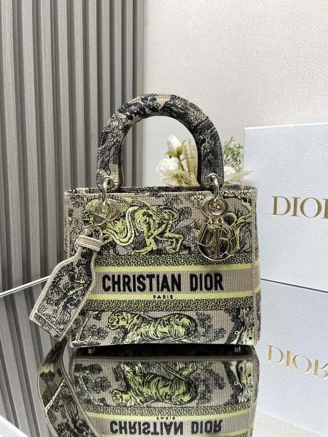 Christian Dior Prada Lady Embroidered Clutch with D.I.O.R. Pendant