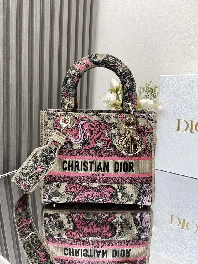 Christian Dior Prada Lady Embroidered Clutch with Tiger Motif