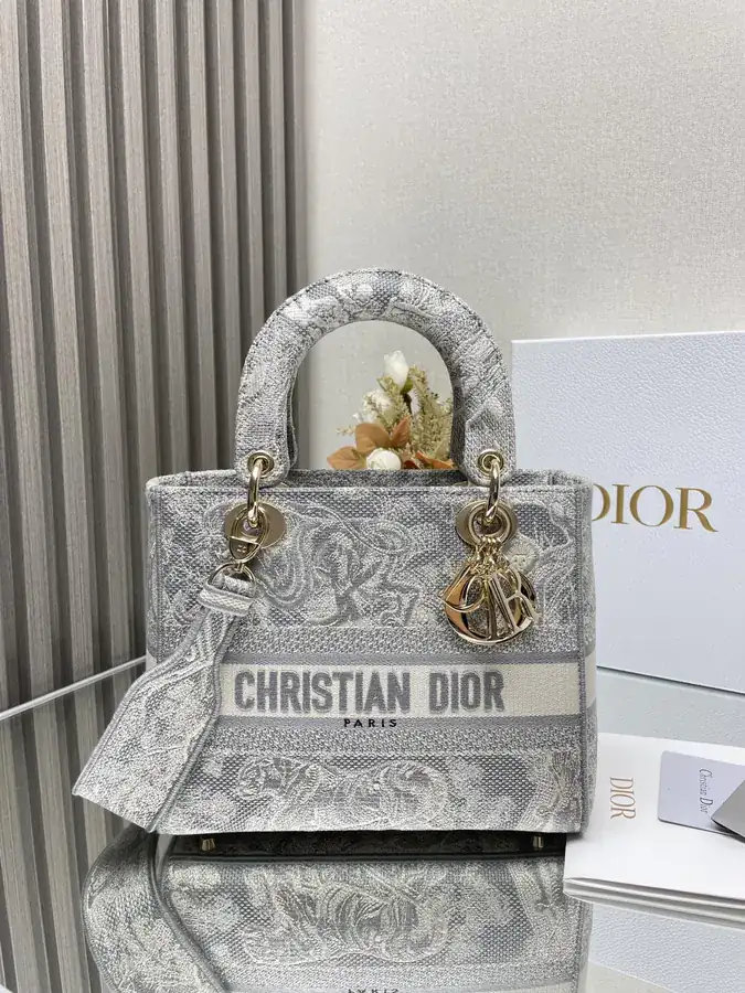 Christian Dior Lady Embroidered Clutch with D.I.O.R. Pendant