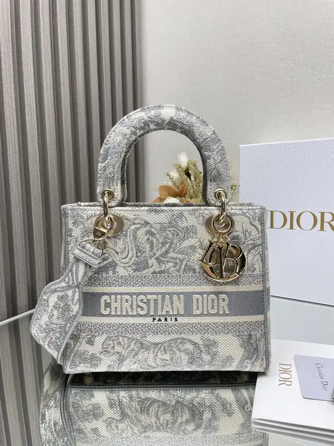 Christian Dior Vintage Style Lady Embroidery Bag with D.I.O.R. Pendant
