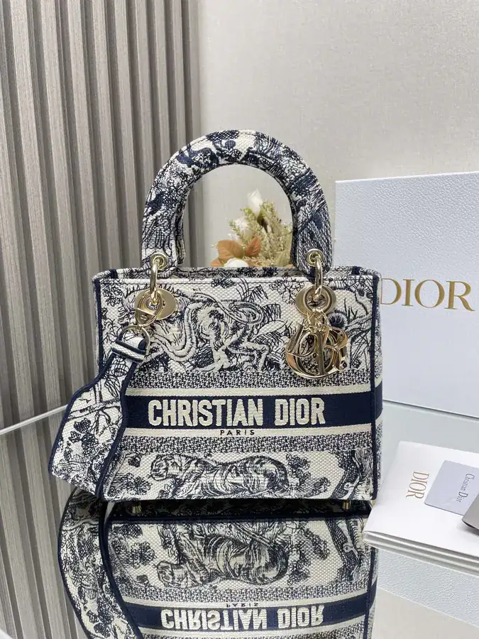 Christian Dior Lady Embroidered Clutch with D.I.O.R. Pendant