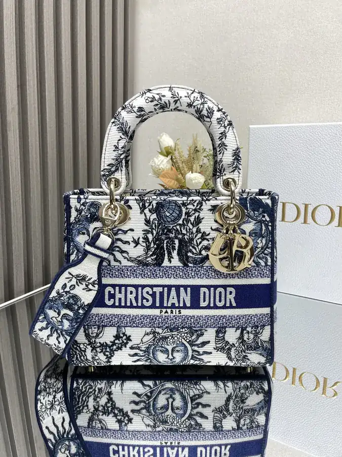 Christian Dior Lady Embroidered Clutch with D.I.O.R. Pendant