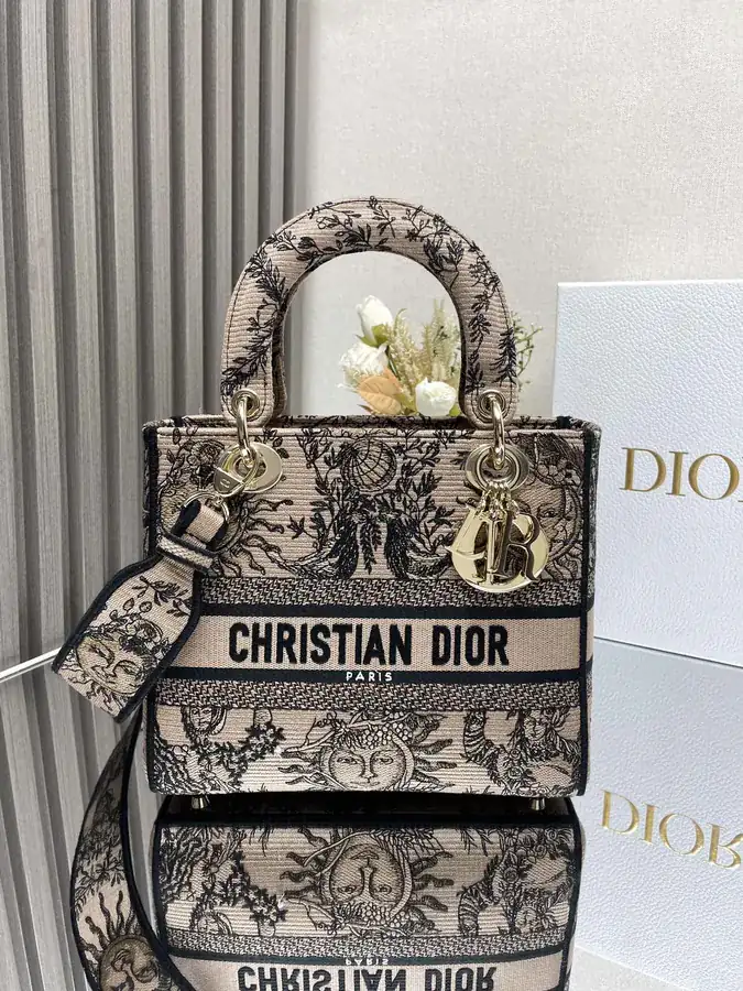 Christian Dior Lady Embroidered Clutch with D.I.O.R. Pendant