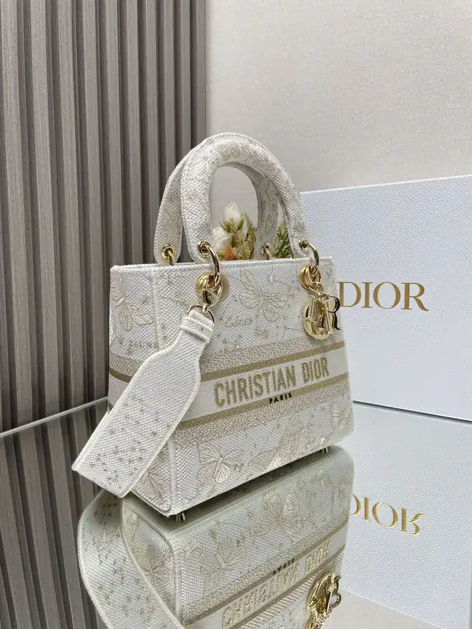 Christian Dior Lady Embroidered Clutch with Five Panel Embroidery