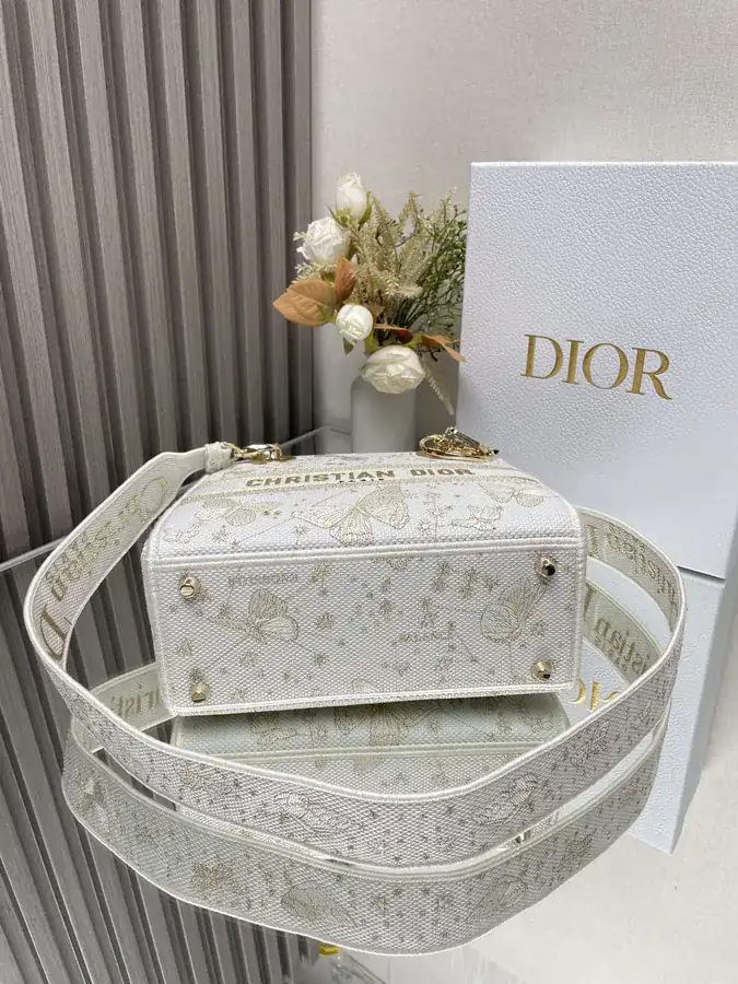 Christian Dior Lady Embroidered Clutch with Five Panel Embroidery