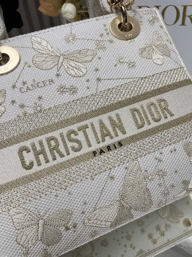 Christian Dior Lady Embroidered Clutch with Five Panel Embroidery
