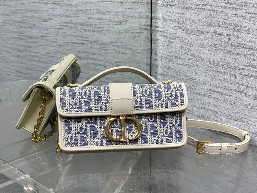 Miss Montaigne Mini Montaigne WOC, Classic Oblique Pattern, Gold Logo Letter Closure