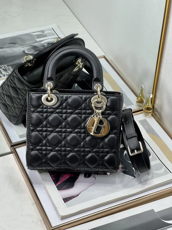 Top Original Calfskin Handbag with Gold Buckle
