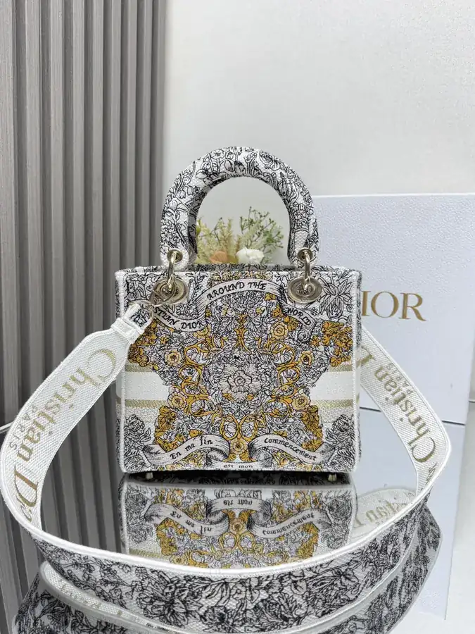 Stars Gold 5 Patch Embroidery Lady Dior Bag