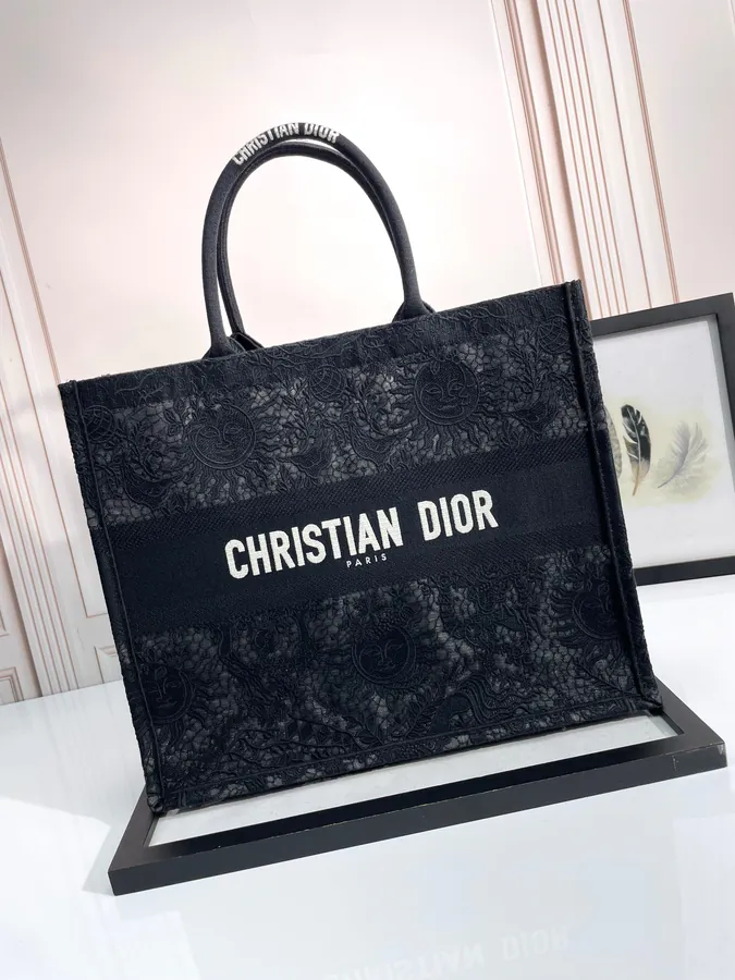 Large Maria Grazia Chiuri Book Tote with Butterfly Around The World Embroidery