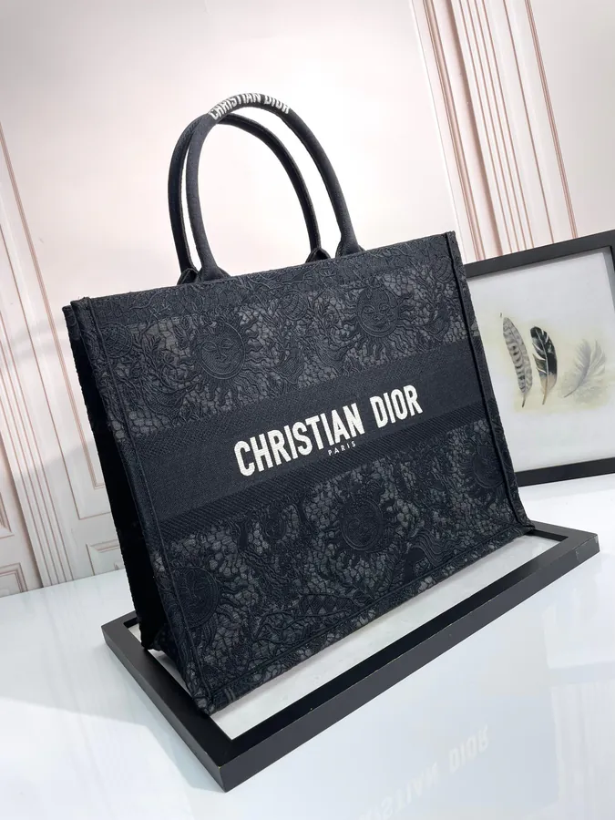 Large Maria Grazia Chiuri Book Tote with Butterfly Around The World Embroidery