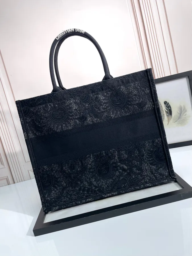 Large Maria Grazia Chiuri Book Tote with Butterfly Around The World Embroidery