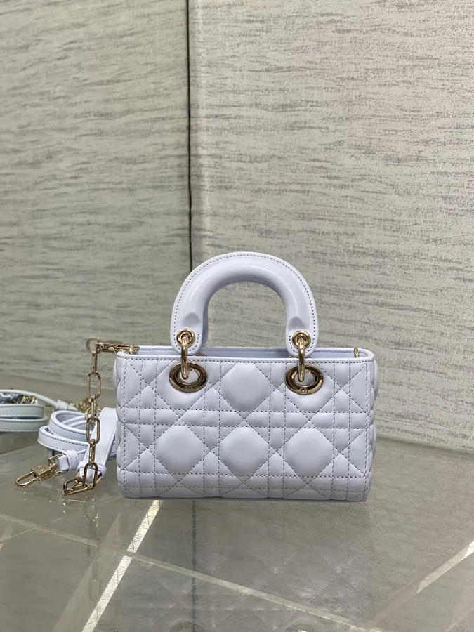 Mini Glacier Blue D Joy Bag in Genuine Leather