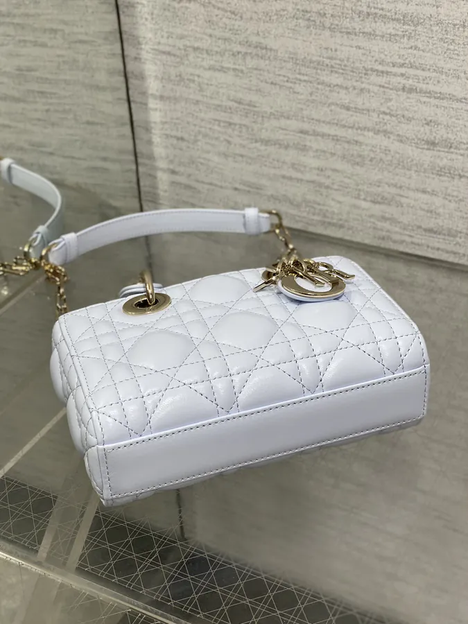 Mini Glacier Blue D Joy Bag in Genuine Leather