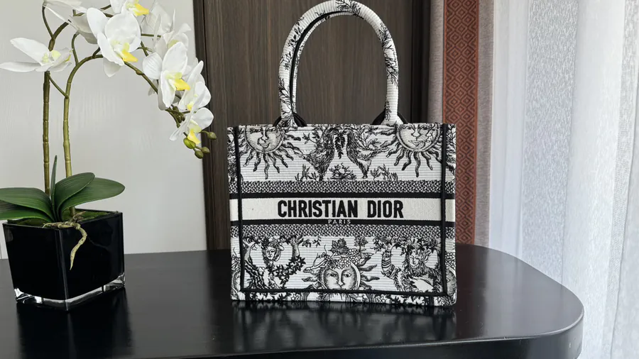 Di.or Mini Tote with Sun Pattern and Pixel Embroidery
