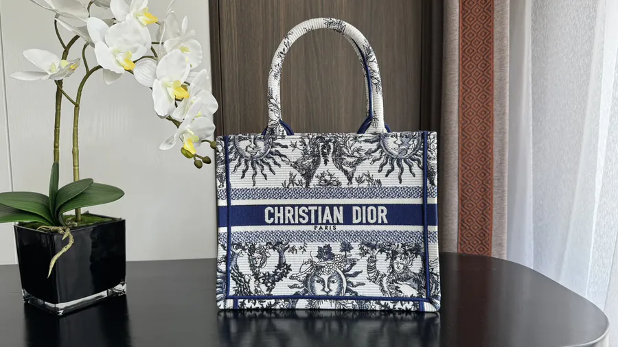 Di.or Mini Tote with Sun Pattern and Pixel Embroidery